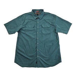 Americaware Shirt Men's 3XLT Green Short Sleeve Stretch Flap Pockets EUC LN